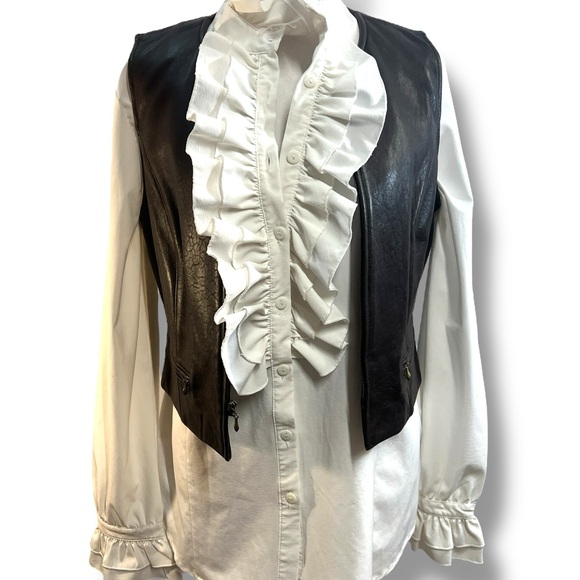 LAUNDRY BY SHELLI SEGAL Genuine Lamb Skin Leather Zip front Vest in brown SZ 6 - Picture 14 of 16